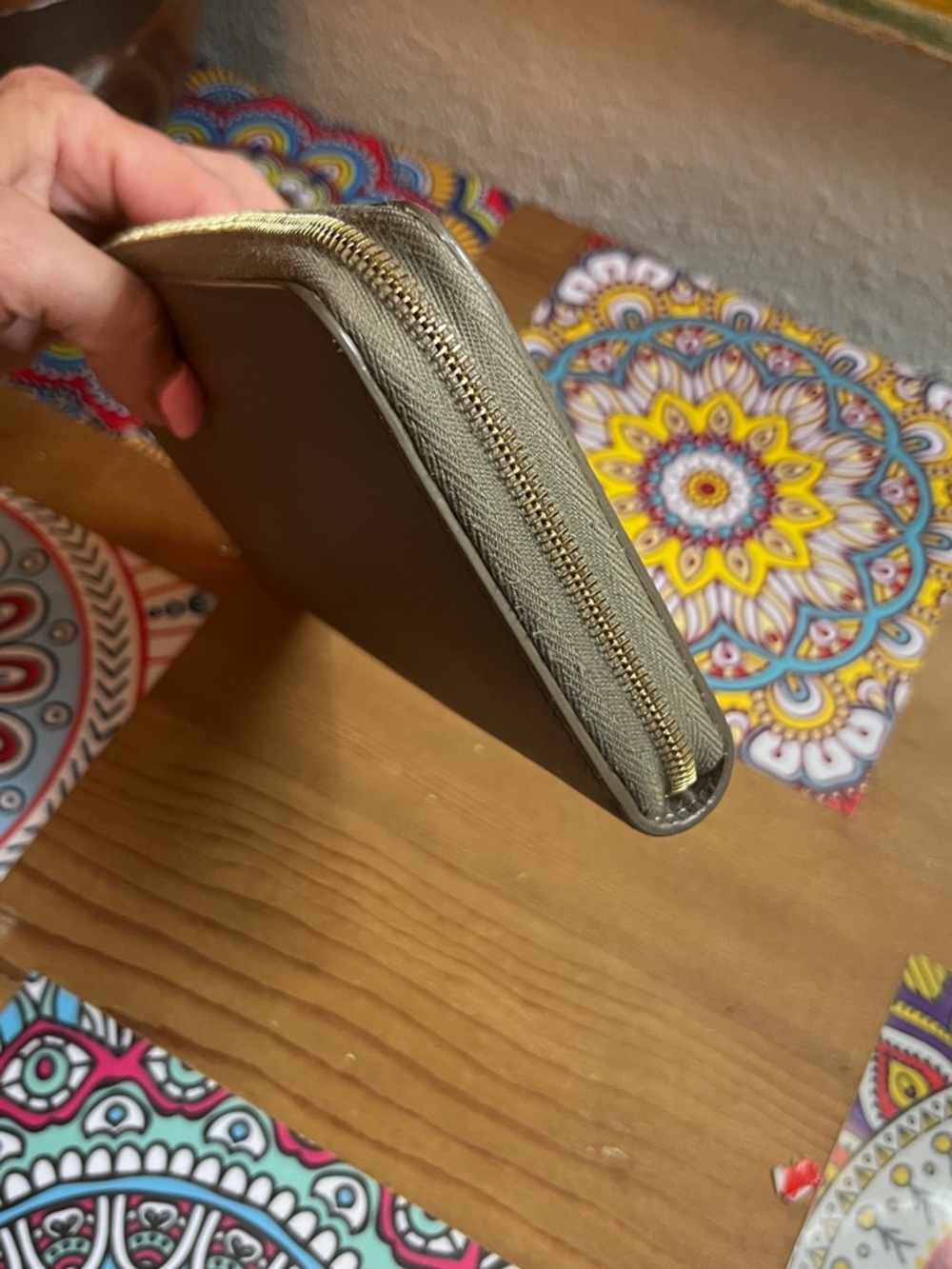 Celine Saffiano Leather Zip Wallet in Taupe - Picture 11 of 12